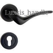 تصویر دستگیره رزت (دو تکه) همراه با قفل و توپی - مشکی 