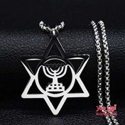 تصویر گردنبند منورا با ستاره داوود کد 100372 از استیل رنگ طلایی 