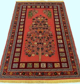 تصویر گلیم فرش دستبافت 6متری بافت خراسان نقش درختی با رنگ گیاهی کد 0500161 Carpet kilim 6m all wool,Khorasan design,organic color code 0500161