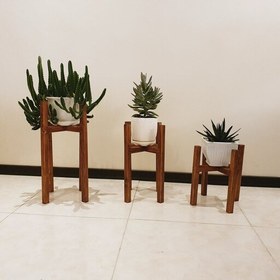 تصویر استند گل چهارپایه گلدان چهار پایه چوبی (یکسال ضمانت) (ارسال با تیپاکس و پس کرایه) 