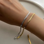 تصویر دستبند ماری استیل رنگ نقره ای و طلایی 