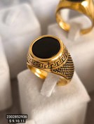 تصویر انگشتر مردانه استیل طلایی 