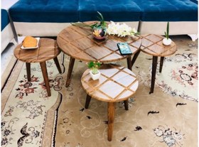تصویر میز عسلی و جلو مبلی مدل سپیدار مجموعه ۴ عددی 