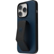 تصویر قاب چرمی مورفیکس گریپ استند لولو Levelo Morphix Grip Stand PU Leather Case - پشت آبی تیره/گریپ مشکی14pro 