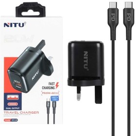 تصویر شارژر دیواری دو پورت نیتو مدل NTC145 به همراه کابل تبدیل USB-C به USB-C 