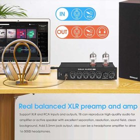 تصویر پری آمپلی فایر خانگی فول اکولایزر لامپی و آمپ هدفون حرفه ای داک آودیو DOUK AUDIO Equalizer XLR Pre-Amplifier Home Headphone Amp (T8) 