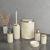 تصویر ست 6 پارچه سرویس بهداشتی هارمونی بتنی کرم وانیلی طلایی مدل روشا 