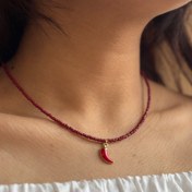 تصویر گردنبند منجوقی فلفل قرمز 