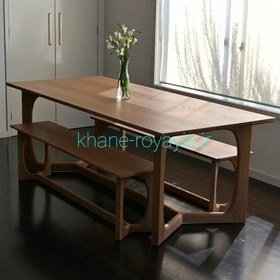 تصویر میزو نیمکت تمام چوب غذاخوری مدل پایون Table and bench made of all wood, Payon model