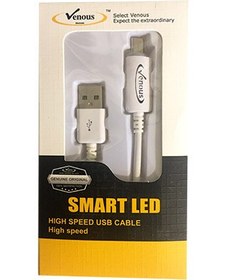 تصویر کابل شارژر میکرو USB ونوس LED دار مدلPV-351 