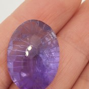 تصویر نگین آمیتیست سایز بزرگ تراش فنسی فوتبالی کد N061 