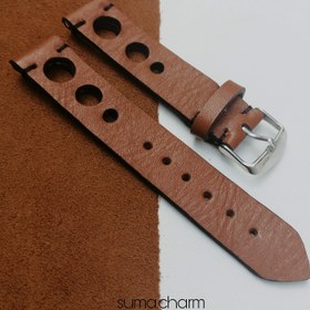 تصویر بند ساعت چرم طبیعی سوراخ دار - ۲۲ / مشکی watch strap