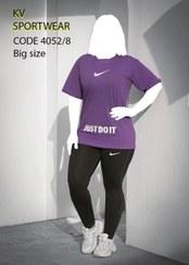 تصویر ست تیشرت شلوار نخ پنبه سایز بزرگ ورزشی زنانه NIKE womens big size cotton t shirt and pants set code 008