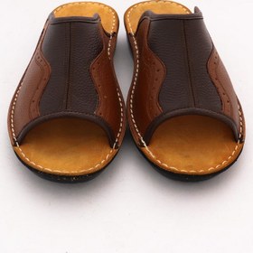 تصویر صندل مردانه چرم طبیعی کد 045 رنگ عسلی - 4 mans leather sandal code 045 honey color