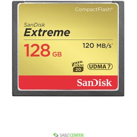تصویر کارت حافظه CF سندیسک (SanDisk Extreme) ظرفیت 128GB سرعت 120MB/S 