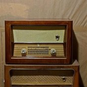 تصویر رادیو لامپی چوبی قدیمی عتیقه بزرگ آنتیک 