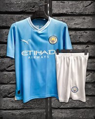 تصویر کیت اول پیراهن شورت منچستر سیتی 2025 (تایلندی) Manchester City 2025 Home Shirt Shorts Kit (Thai)