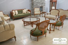 تصویر مبل کلاسیک و ترکیبی ۱۱ نفره کاجی 