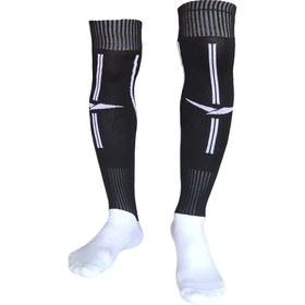 تصویر جوراب فوتبال ساق بلند مدل کف حوله ای مشکی Football socks