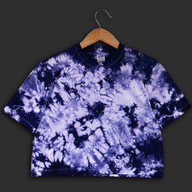 تصویر کراپ تای دای ( شیبوری ) ابروبادی سرمه‌ای Dark Blue Tie Dye Crop Top