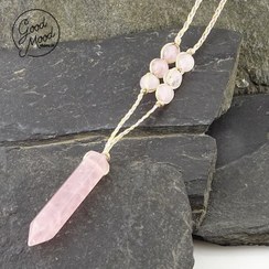 تصویر منشور گردنی رز کوارتز Hexagonal Rose Quartz