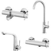 تصویر ست شیرآلات البرز روز مدل رومانیا رنگ کروم و مشکی 