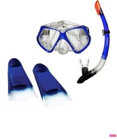 تصویر عینک شنا آبی مردانه و زنانه مجموعه غواصی بزرگسالان پریمیوم Snorkel Blue Palet 39 41 Avessa 