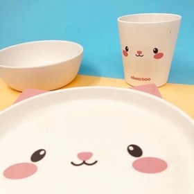 تصویر ست ظرف غذا ۵ تکه بامبو کودک کیکابو طرح پاندا 