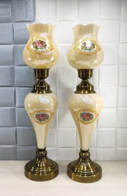 تصویر شمعدان گلدار رنگ طلایی و کرم مدل 9019 و 9020 
