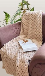 تصویر شال بافتنی مبل با نخ ترک 65 در 190 - سفید 