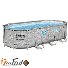 تصویر استخر پیش ساخته بیضی 5 متری طرح حصیری bestway 56716