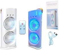 تصویر پنکه مه پاش دو فن برقی Rechargeable dual fan