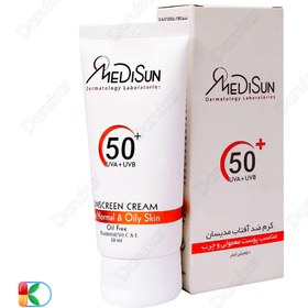 تصویر کرم ضد آفتاب فاقد رنگ پوست نرمال و چرب مدیسان MEDISUN SUN CREAM OILFREE SPF50