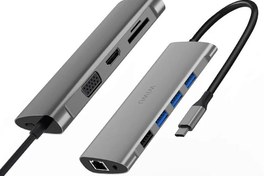 تصویر هاب تایپ سی 11 پورت ویوو WiWU Alpha 11 in 1 (HDMI + 4*USB + VGA + RJ45 + SD + 3.5MM) Type C Hub 