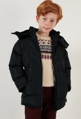 تصویر کاپشن وارداتی اورجینال Lela 5761587 Plush Lined Removable Hooded Winter Coat with Pockets Boys' Coat 5761587 