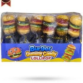 تصویر پاستیل همبرگر چوبی Burger gummy candy lollipop پک 30 تایی 