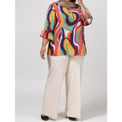 تصویر بلوز زنانه سایز بزرگ آستین سه ربع کرپ 40108 صورتی طرحدار bornos | 68D3B2E1371DFB5EED0FA172-17632