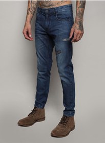 تصویر شلوار جین مردانه آبی با گلدوزی و وصله‌دار برند campus sutra Men's Blue Embroidered Patched Denim Jeans