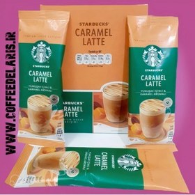 تصویر استارباکس قهوه فوری بسته ۱۰ عددی با طعم کارامل لاته ا starbucks Caramel latte starbucks Caramel latte