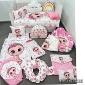 تصویر ست کامل سیسمونی نوزاد شامل روتختی و تشک گارددار 