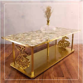 تصویر میز برنج و سنگ فلوریت 