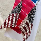 تصویر گوشواره آویز پرچم آمریکا استیل ضدحساسیت 