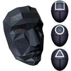 تصویر ماسک ایفای نقش اسکویید گیم مجموعه ۴ عددی (شامل مربع، مثلث، دایره و رئیس) 