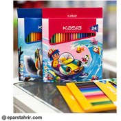 تصویر مداد رنگی کسری ۲۴ رنگ مقوایی 