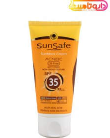 تصویر کرم ضد آفتاب آنتی آکنه سان سیف رنگی فاقد چربی SPF35 Sunsafe Sunblock Cream tinted Oil Free SPF35