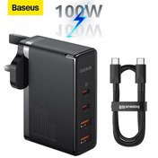 تصویر شارژر دیواری باسئوس مدل GaN5 Pro ظرفیت ۱۰۰ وات با ۴ پورت USB Type-C 