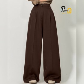 تصویر شلوار بگ ریزشی زنانه کرپ مورگان مشکی 