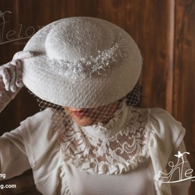 تصویر کلاه فرانسوی عروس مدل پیچک 