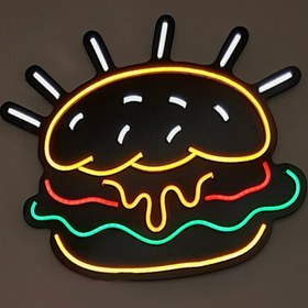 تصویر تابلو نئون فلکسی همبرگر، تابلو نورانی همبرگر و فست فود Hamberger neon sign