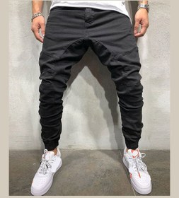 تصویر شلوار کژوال مردانه با زیپ کناری به سبک هیپ هاپ - مشکی برند generic Men Hip Hop Style Fashion Side Zipper Casual Pants Black